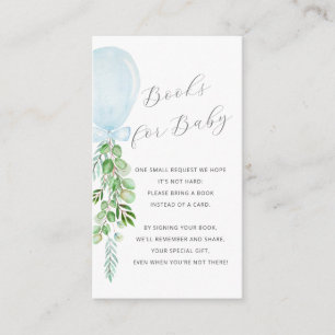 Modern Books for Baby Blue Balloons Eucalyptus Enclosure Card