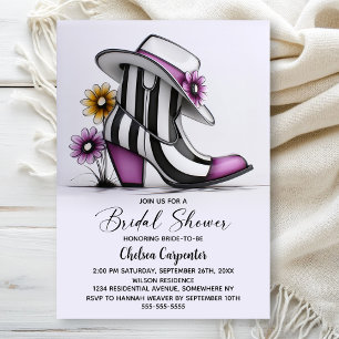 Modern Boots and Fedora Hat Bridal Shower Invitation