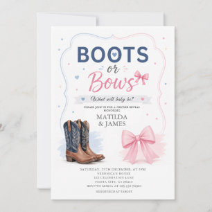 Modern Boots or Bows Gender Reveal Invitation
