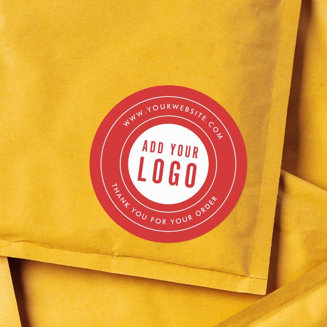 Modern Border Add Your Logo Thank You Custom Colou Classic Round Sticker (Creator Uploaded)