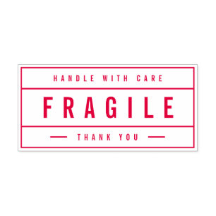 Modern Border Bold Handle With Care Thank Fragile Self-inking Stamp