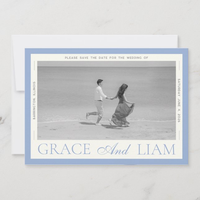 Modern Border Elegance Photo Save the Date (Front)