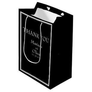 Modern Border Minimalist Black Medium Gift Bag