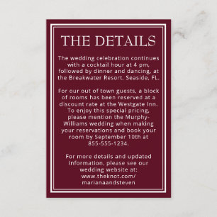 Modern Border Minimalist Burgundy Details Enclosure Card