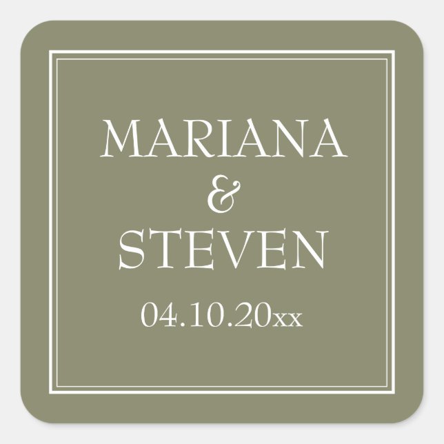 Modern Border Minimalist Green Square Sticker (Front)