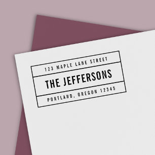 Modern Bordered Bold Family Name Return Address Self-inking Stamp