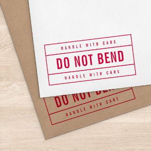 Modern Bordered Bold Handle With Care Do Not Bend Self-inking Stamp