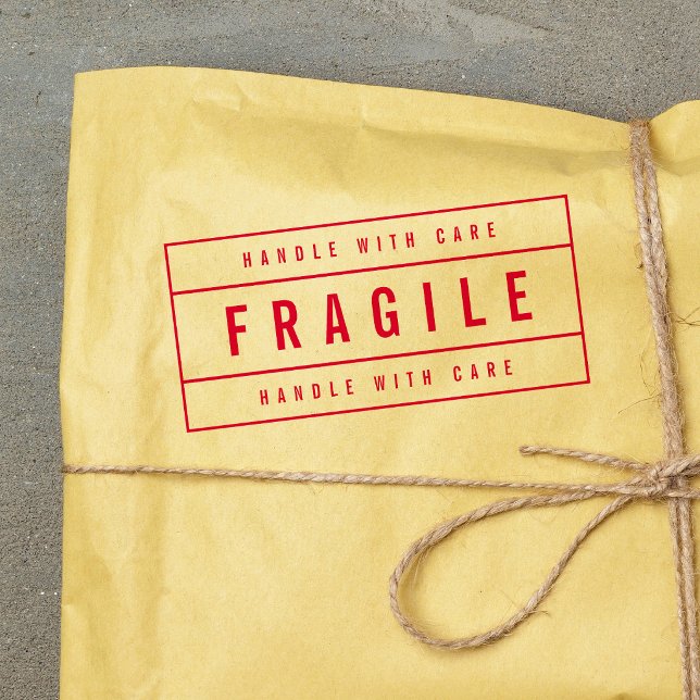 Modern Bordered Bold Handle With Care Fragile Self-inking Stamp (Creator Uploaded)