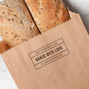 Modern Bordered Bold Name Website Baked With Love Self-inking Stamp
