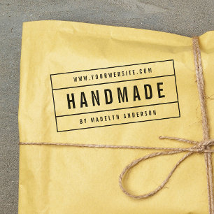 Modern Bordered Bold Name Website Handmade Self-inking Stamp