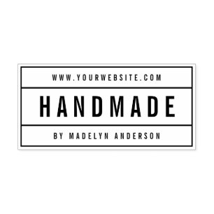 Modern Bordered Bold Name Website Handmade Self-inking Stamp