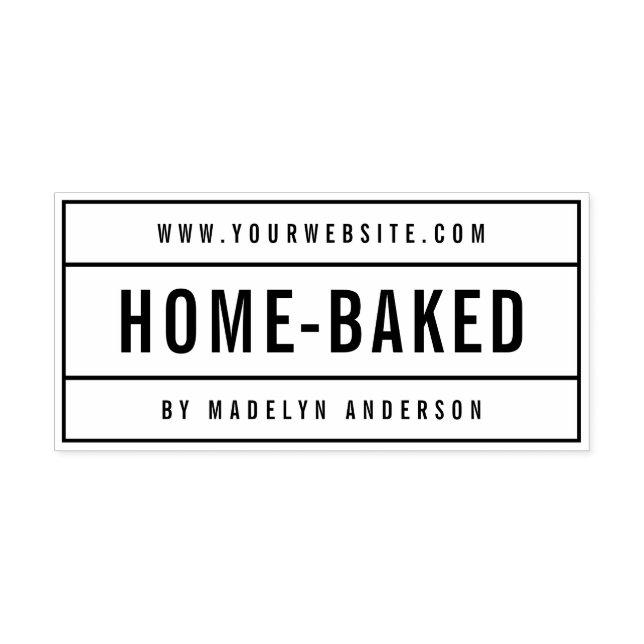 Modern Bordered Bold Name Website Home-Baked Self-inking Stamp (Design)