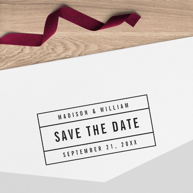 Modern Bordered Bold Wedding Save the Date Self-inking Stamp (Creator Uploaded)