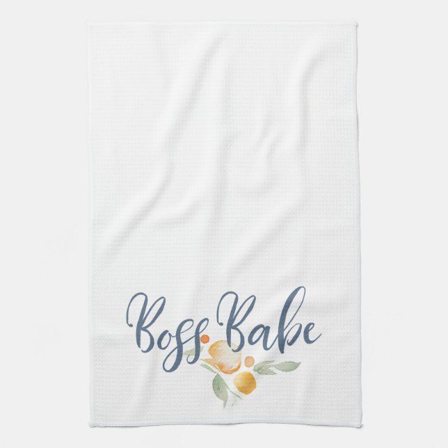 Modern Boss Babe Blue and Peach Tea Towel (Vertical)