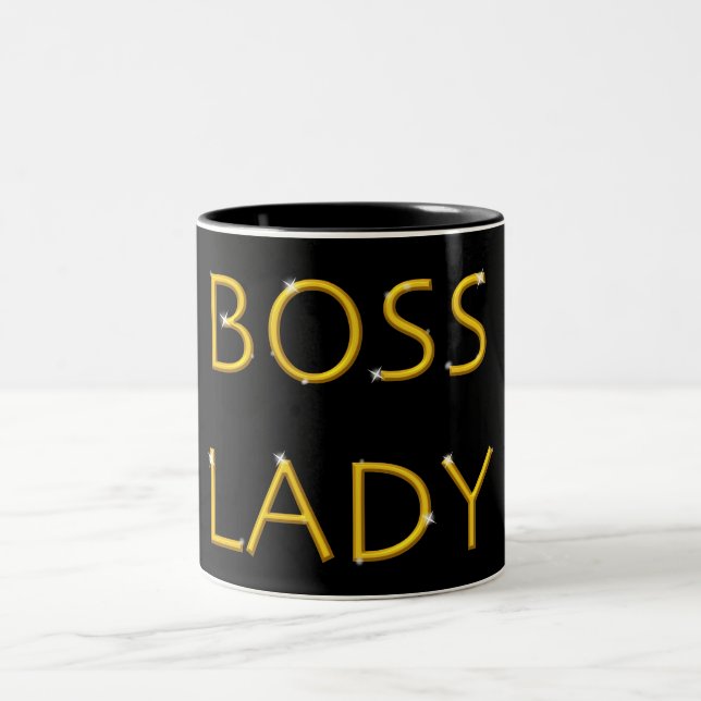 Modern Boss Lady Design Two-Tone Coffee Mug (Center)