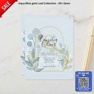 Modern Botanica; Aqua SeaGlass Gold Wedding Invite