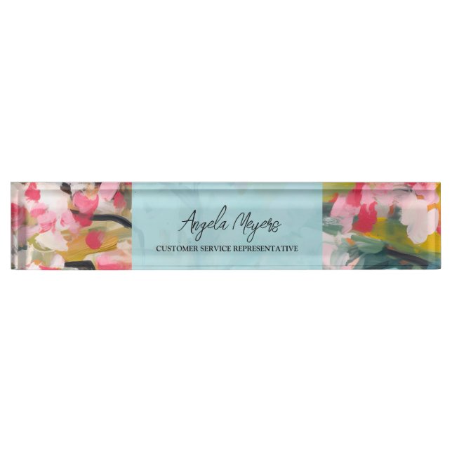 Modern Botanical Abstract Tree Personalized Nameplate (Front)
