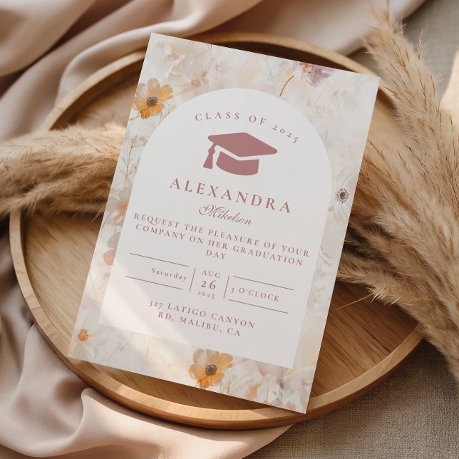 Modern Botanical Arch Graduation Invitation (Creator Uploaded)
