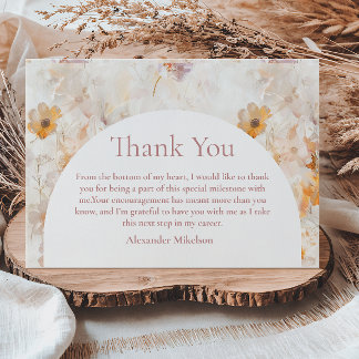 Modern Botanical Arch Graduation Thank You Card