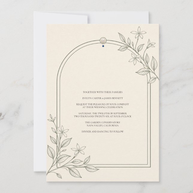 Modern Botanical Arch Wedding Invitation (Front)
