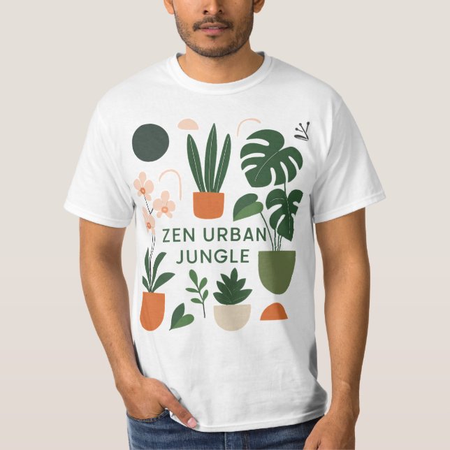 Modern Botanical Art Print: Zen Urban Jungle House T-Shirt (Front)