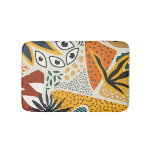 Modern botanical bath mat