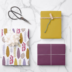 Modern Botanical Berry Pattern Wrapping Paper Sheet