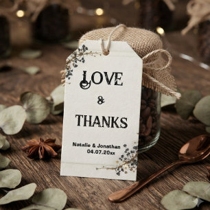 Modern Botanical Black& White Wedding Thank You Gift Tags