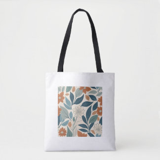 Modern Botanical Blooms – Terracotta & Blue Tote Bag