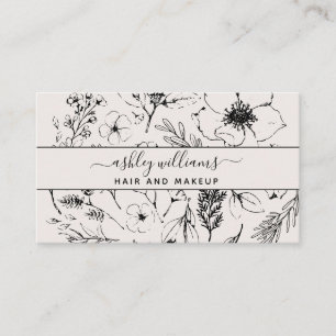 Modern Botanical Blush and Black Name Script Type Business Card