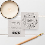 Modern Botanical Blush and Black Square Business Card<br><div class="desc">This modern botanical blush and black square business card features a beautiful hand drawn black floral design over a blush background, and overlaid with a black bordered blush rectangle featuring your name and title, or occupation. The back of the card features the same blush background, and you may personalize all...</div>