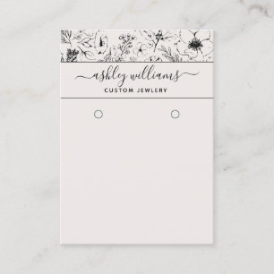 Modern Botanical Blush & Black Earring Card