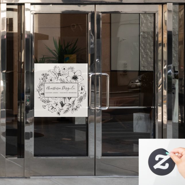 Modern Botanical Blush Pink and Black Script (Office Door)