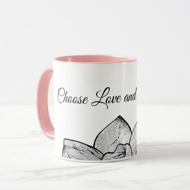 ​Modern Botanical "Choose Love and Kindness" Combo Mug (Front Left)