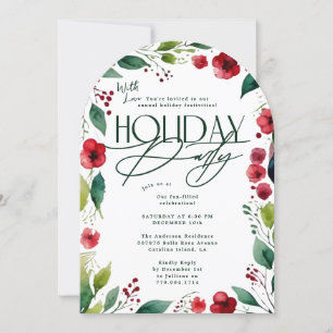Modern Botanical Christmas Holiday Party Arch Invitation