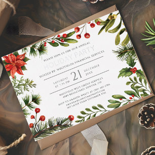 Modern Botanical Christmas Party Silver