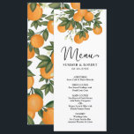Modern Botanical Citrus Greenery Wedding Menu Card<br><div class="desc">This modern wedding menu card will surely brighten up your wedding day. The design features beautiful hand-painted oranges and lush greenery adorned with stylish lettering. Use the text fields to personalise the menu with your own wording and details. The background colour of the card is set to white, but feel...</div>