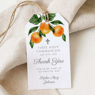 Modern Botanical Citrus Thank You First Communion Gift Tags