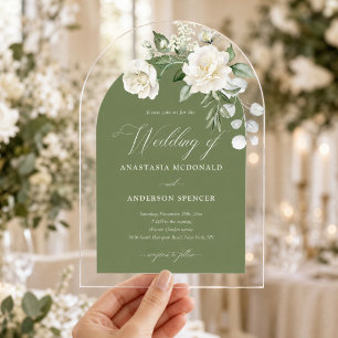 Modern Botanical Clear Acrylic Wedding Invitations