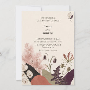 Modern Botanical Collage Wedding Invitation