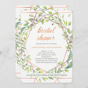 Modern Botanical   Copper Look Bridal Shower Invitation