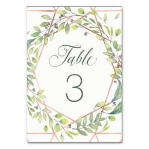 Modern Botanical   Copper Look Wedding Table Number