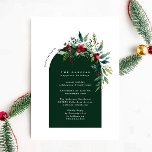 Modern Botanical Custom Christmas Holiday Party Invitation