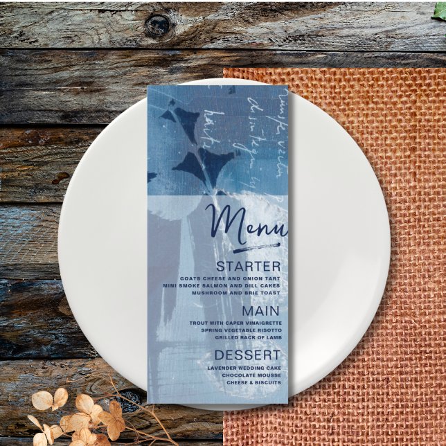 Modern Botanical Cyan Blue Wedding Menu (Creator Uploaded)