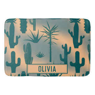 Modern Botanical Desert Greenery Bath Mat