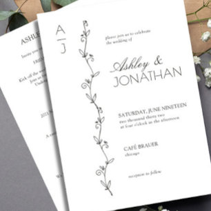 Modern Botanical Divider Wedding All-in-One Invitation