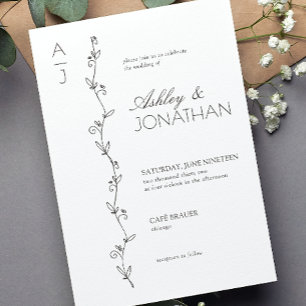 Modern Botanical Divider Wedding Invitation