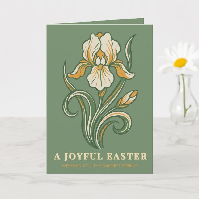 Modern Botanical Easter Blessings Card (Small Plant)