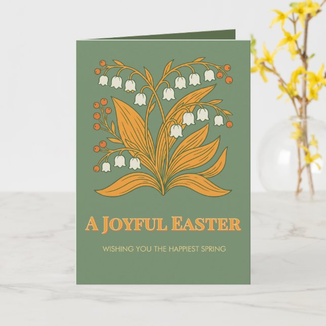 Modern Botanical Easter Blessings Card (Yellow Flower)