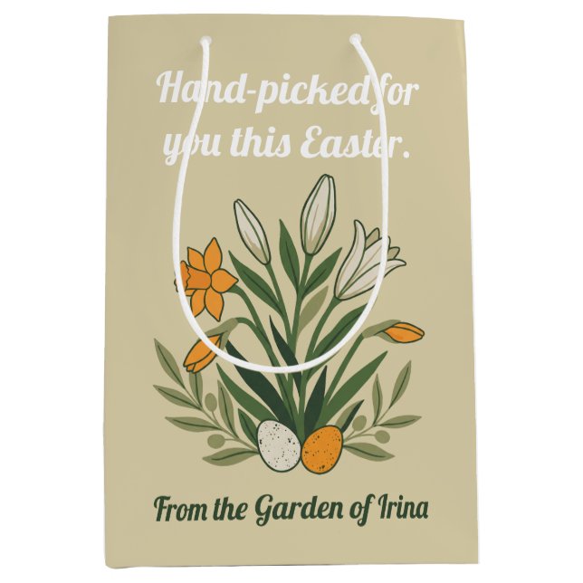 Modern Botanical Easter Blessings Medium Gift Bag (Front)